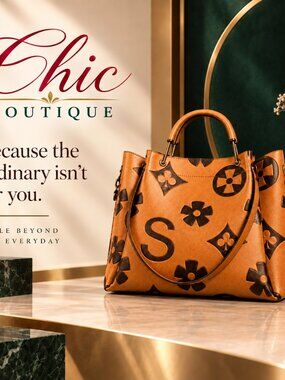 Caramel Floral & Monogram Tote Bag